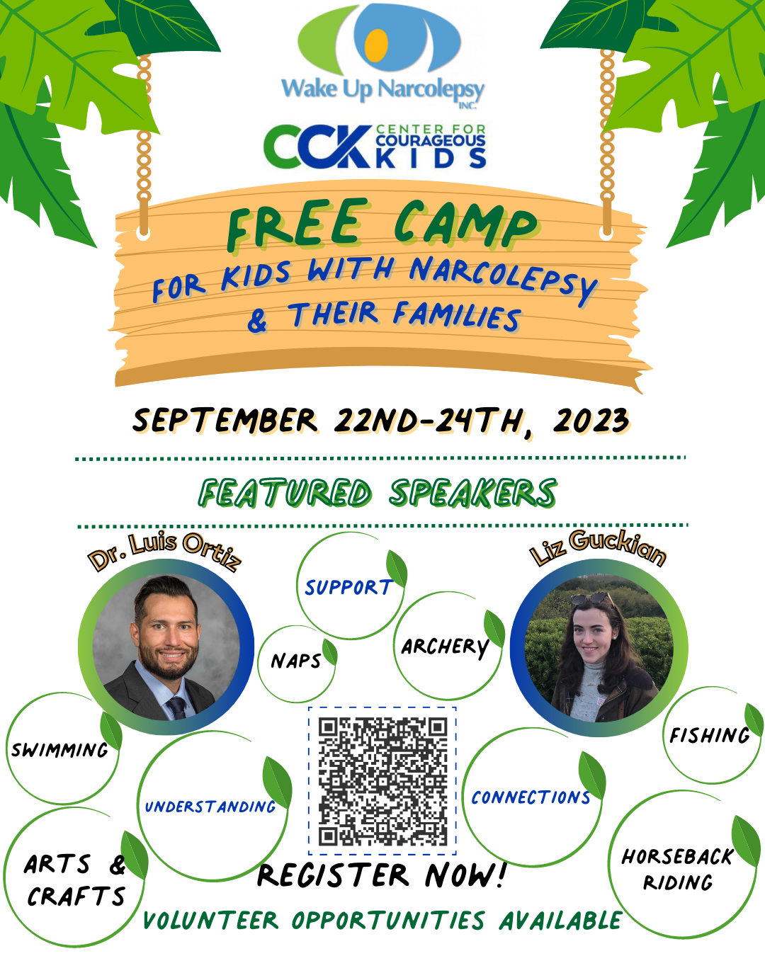 Wake Up Narcolepsy & Center for Courageous Kids Camp 2023 Flyer