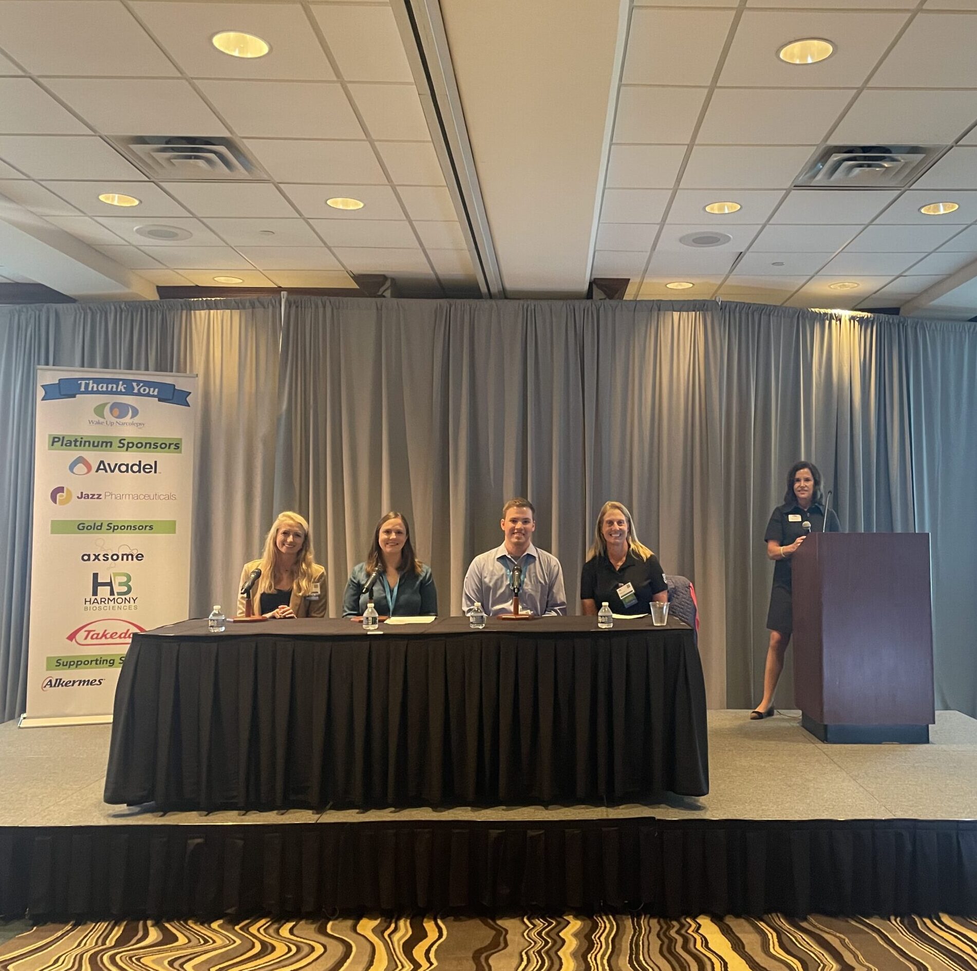 Person with Narcolepsy Panel - Olivia Sirpilla, Ann Klaas, Tom Heckmaster, Nicole Jeray - with Monica Gow at 2023 Wake Up Narcolepsy National Conference & Patient Summit in Rochester, Minnesota