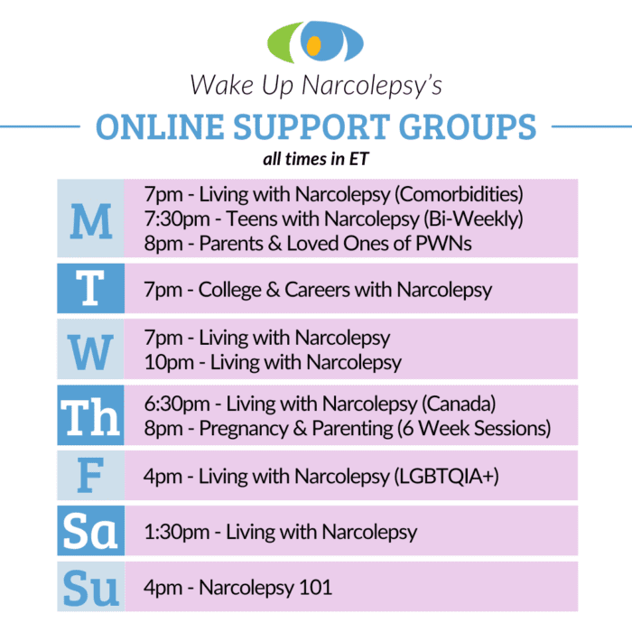 Wake Up Narcolepsy Online Support Groups Schedule